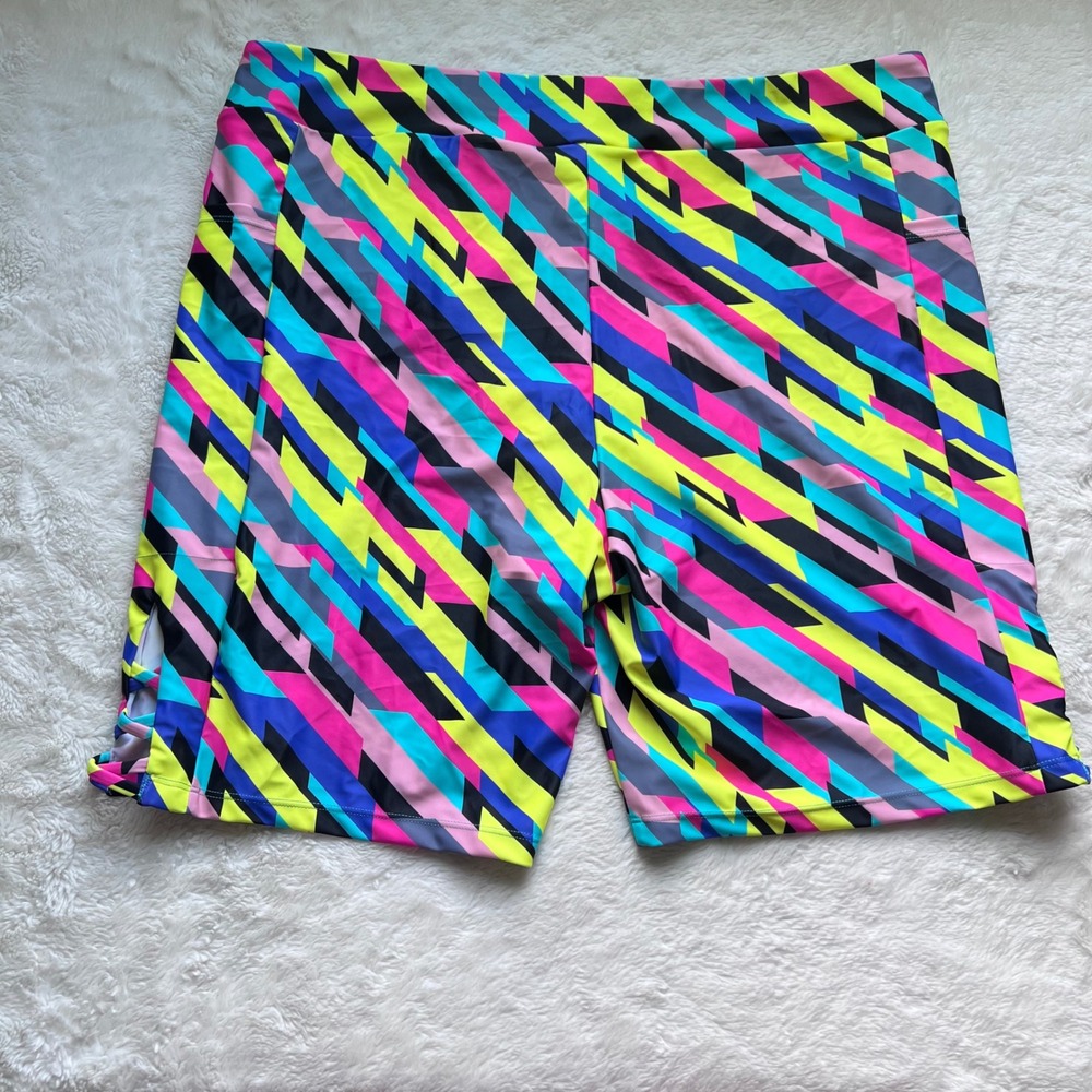 Ocean Blues Mens Size 4XL Neon Striped‎ Swimming Trunks UPF 50+ BD3295-241 New
